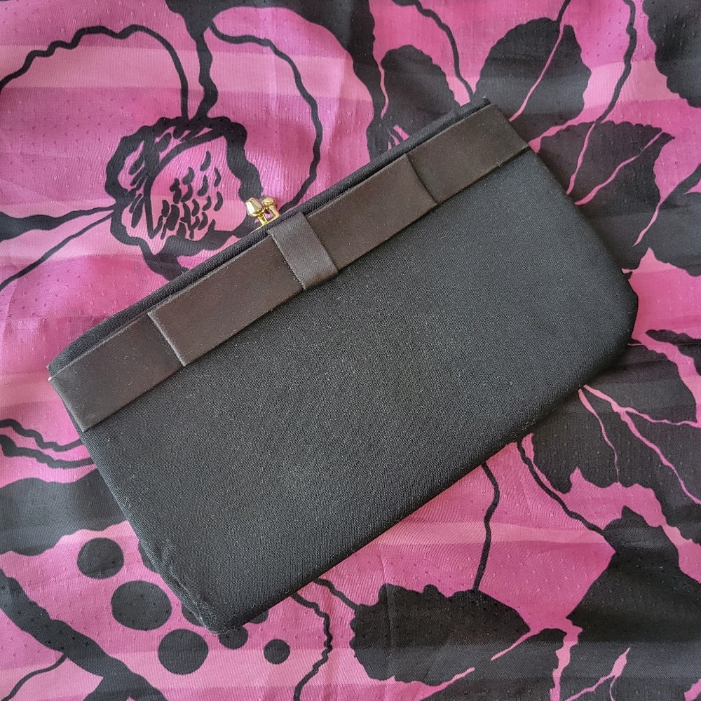 Vintage Black Clutch ~ Sleek Profile ~ Date Night ~ Perfect for Embellishing!
